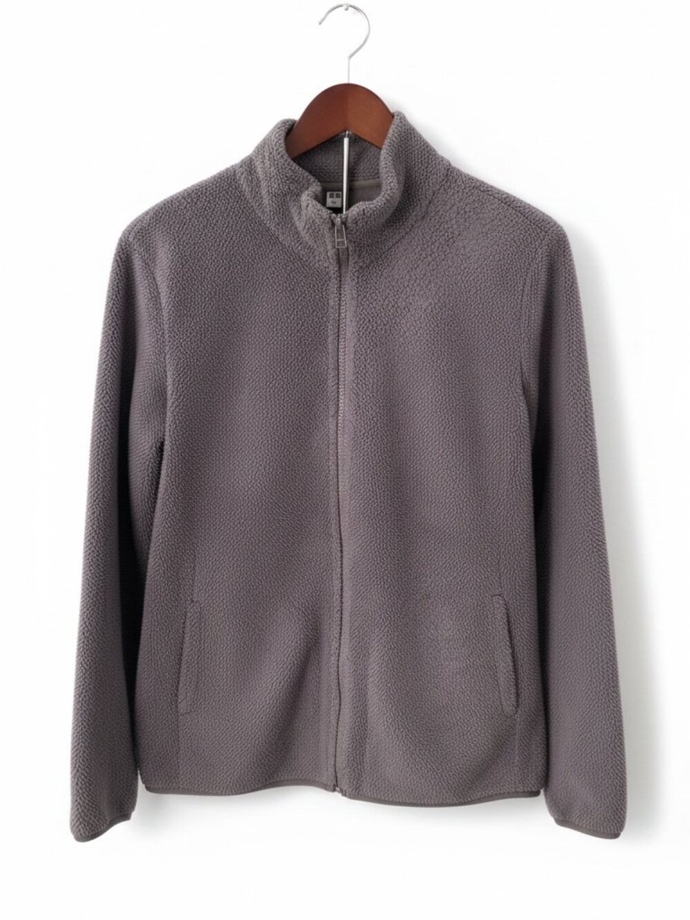UNIQLO Men’s Full‑Zip Fleece Jacket – Gray – Large